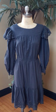 UNIVERSAL THREAD Dark Gray Eyelet Ruffled 3/4 Sleeve Tiered Dress Size Medium M