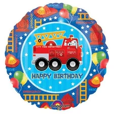 SALE!! {SET OF 2} 18" FIRE ENGINE BIRTHDAY BALLOON ~ puppy dog truck firefighter