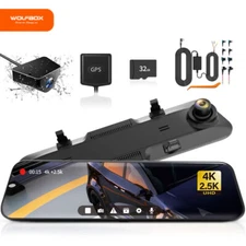 WOLFBOX G900 Free 32GB Card 4K+2.5K Front and Rear Dash Cam  Mirror Camera