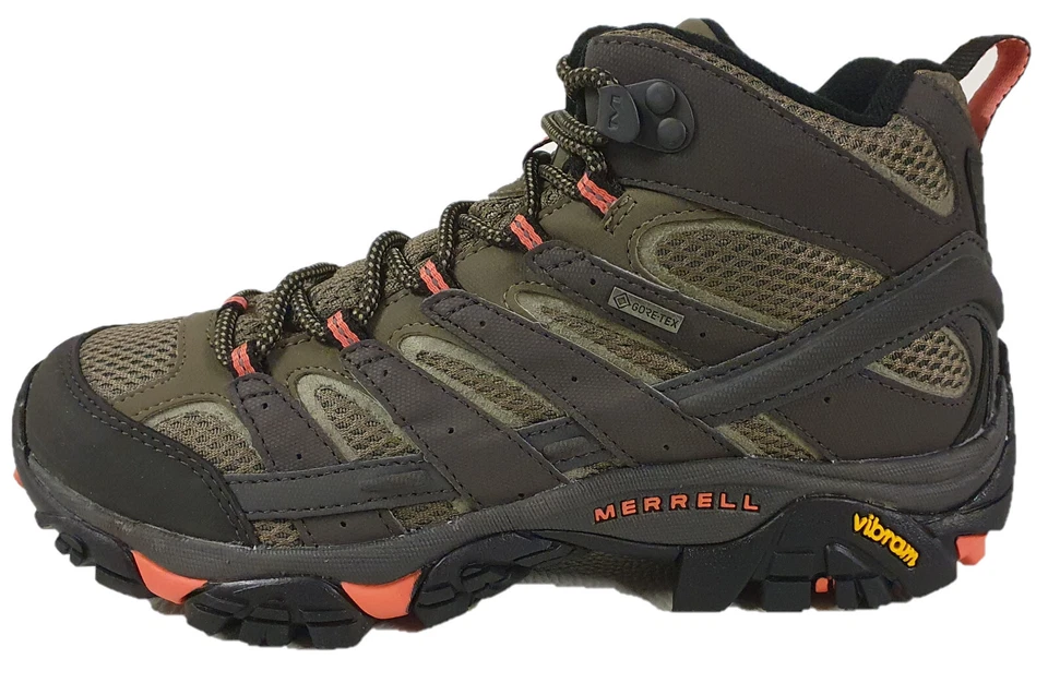 Merrell Moab 2 Mid Damen Goretex Wanderschuh Wanderstiefel Trekkingstiefel grün