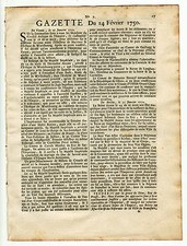 1750, Feb.14,Original French Gazette, De La Galissoniere,Possessions of America