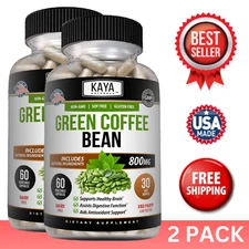 (2 Pack) Green Coffee Bean 60ct Weight Management Antioxidant Blood Pressure