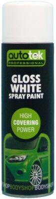 Autotek Gloss White Spray Paint 500ml Acrylic Formula Aerosol for Steel Plastic
