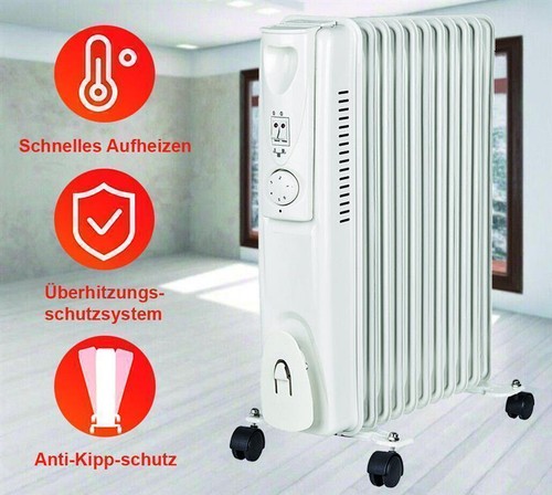 Elektroheizkörper 2000 W Heizung 9 Rippen Ölradiator Ölheizung Weiß NEU! OVP! - Bild 3 von 3