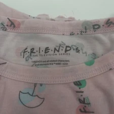Friends TV Show All Over Print Top and Shorts Pajama Set Size L 12-14  Pink