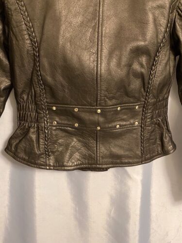 Xelement Womens Motorcycle Gear Leather Jacket Sz XL BLACK Zip Lined Braided NEW - Picture 3 of 16