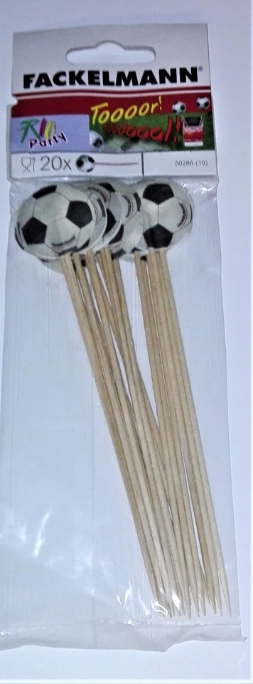 (0,05€/St) 200 x Fußball-Picker Cocktailspieß Deko-Spieß Holz 16cm  EM + WM Ball - Bild 2 von 2