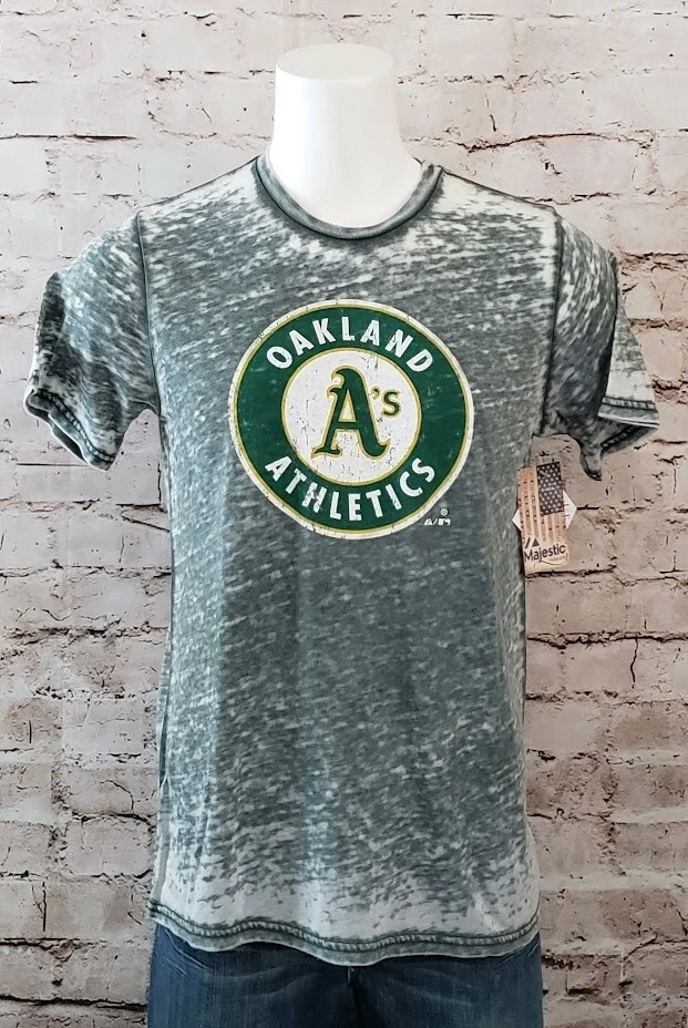 NUEVO CON ETIQUETAS Majestic Threads MLB Oakland Athletics A’s Camisa Verde Blanca Hombres Mujeres L Foto 3 de 4