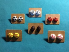 CUTE Team SPORTS Softball Baseball Basketball Soccer Balls Stud Post Earrings