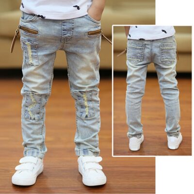 5-13Y Kids Boy Clothes Skinny Jeans Classic Pants Trend Long