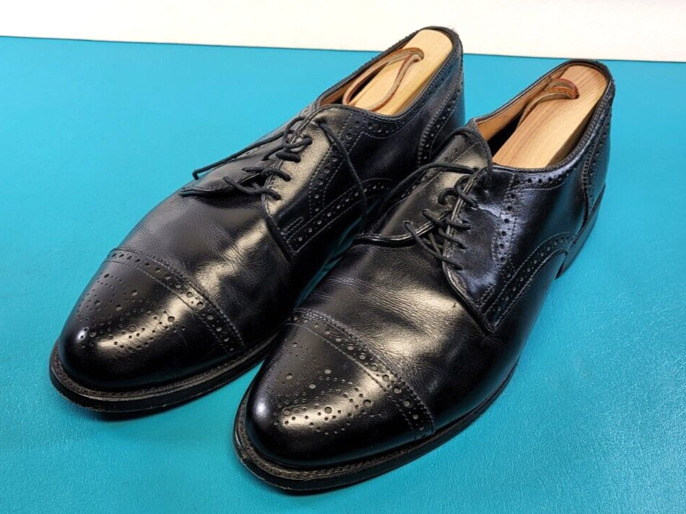 Allen Edmonds Sanford Black Leather Cap Toe Oxford Mens Shoes Sz