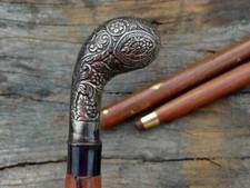 Men's Vintage Walking Cane Wooden Walking Stick Antique Brass Designer Handle