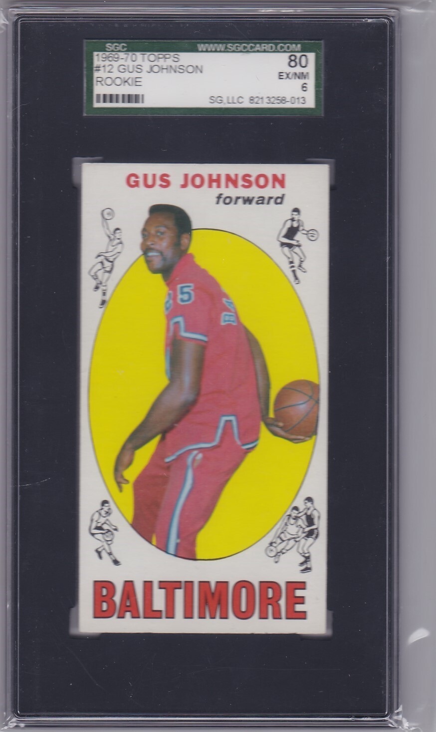 1969 TOPPS BASKETBALL GUS JOHNSON ROOKIE #12 BULLETS SGC 6