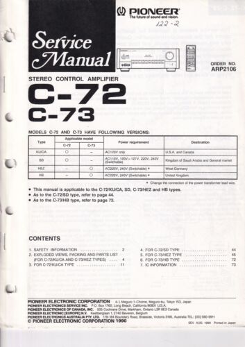 Service Manual-Anleitung für Pioneer C-72, C-73 - Zdjęcie 1 z 1