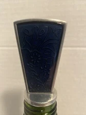 Set of 2 Wine Stoppers Metal Floral Design Vintage Rubber Cover