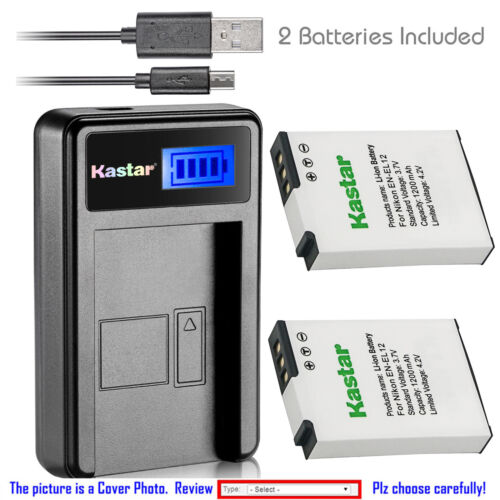 Kastar Battery LCD Charger for Nikon EN-EL12 & Nikon Coolpix AW130s Coolpix P300 - Picture 1 of 11