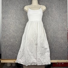 Forever 21 Spaghetti Strap MIDI Dress Lined Bodice White Small Norm Core 348