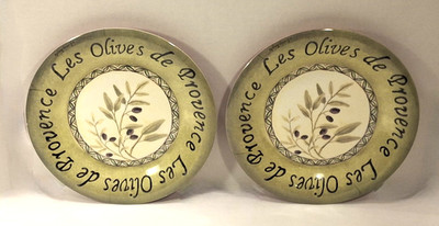 Sakura Gracey Knight Olives of Provence Plates Set 2 Melamine 9'' Kitchen Decor