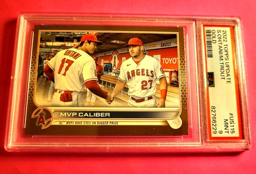 Shohei Ohtani--Mike Trout 2022 Topps MVP GOLD #US115 PSA 9 Mint SL96