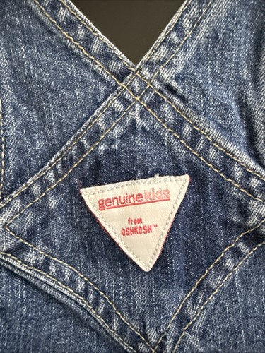 Vtg Genuine Kids Osh Kosh Baby Girl Floral Skirt Overalls Denim Embroidered Y2K - Picture 7 of 10