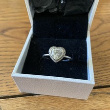 Pandora Silver Heart Crystal Ring Size O/P ALE 925 with Box