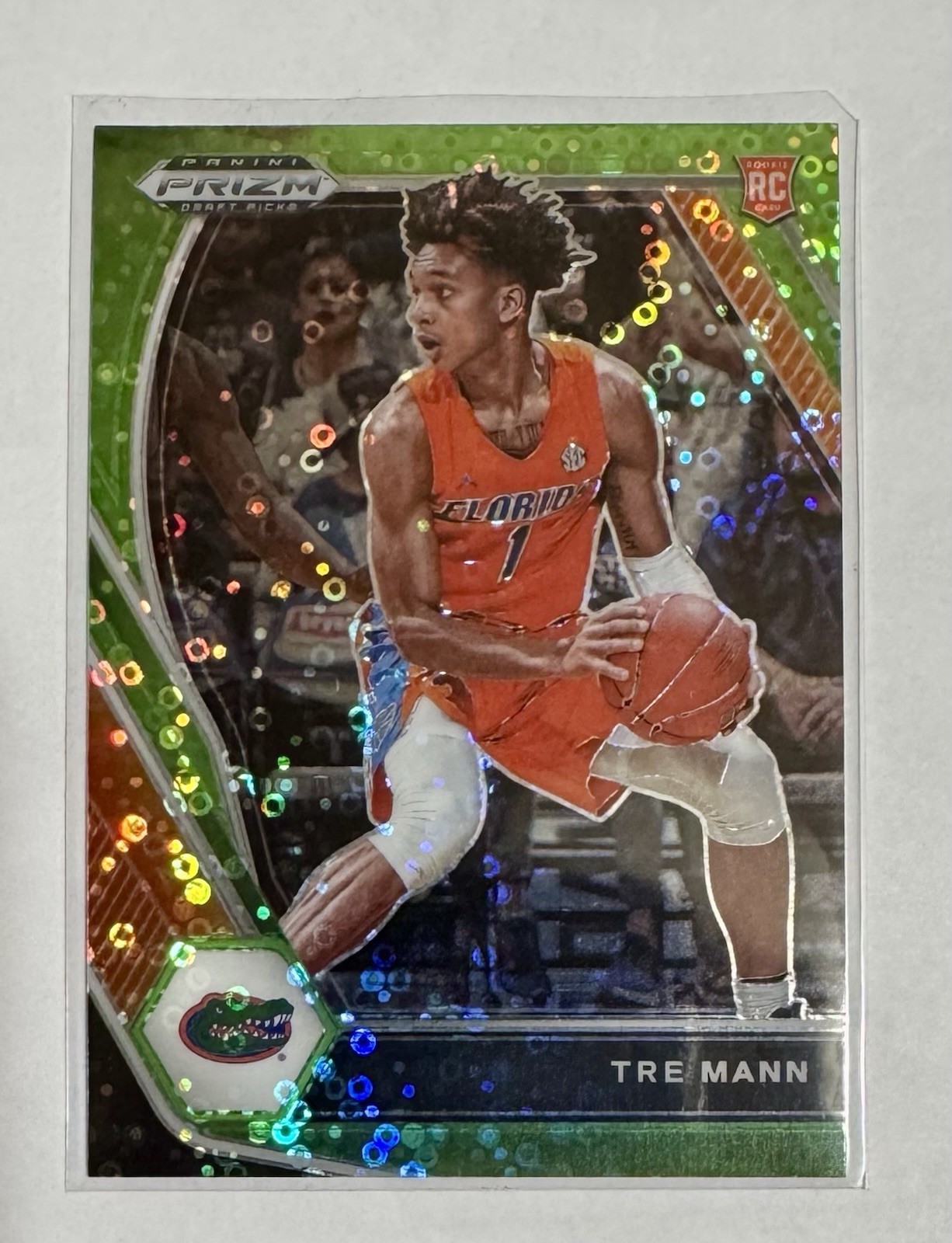 2021 Prizm NBA Draft Picks Tre Mann RC #21 Neon Green Disco Circles /5 Rookie