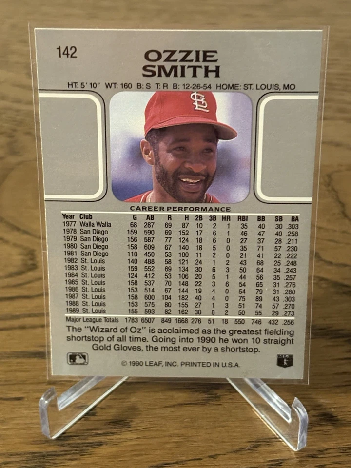 1990 Leaf - Ozzie Smith #142 - Image 2 of 2
