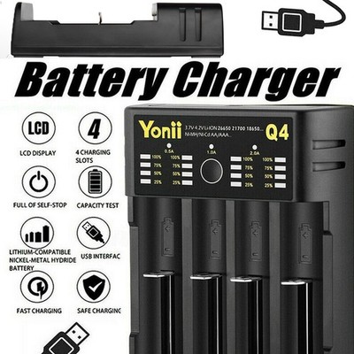 Akku ladegerät 4Slots Batterieladegerät LCD Display USB Charger für Li-ion 18650