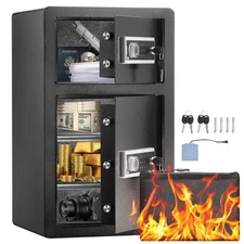 Uimoso Double Door 4.5 cu.ft Safe Box with Key Lock Password Fireproof Bag Black