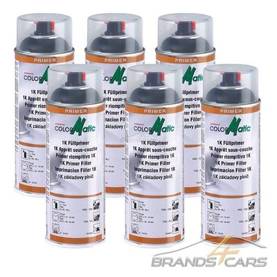 6x 400ml COLORMATIC 1K FÜLLPRIMER GRUNDIERUNG PRIMER GRAU 856525