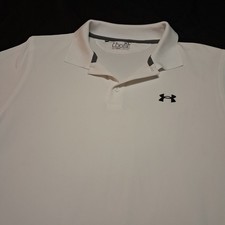 Under Armour Polo Shirt Mens XL White HeatGear Loose Fit Performance Golf NEW 