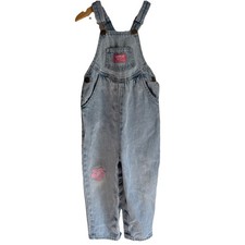Vintage Oshkosh B'gosh Denim Overalls Vestbak Pink Tag 4T Patched Distressed