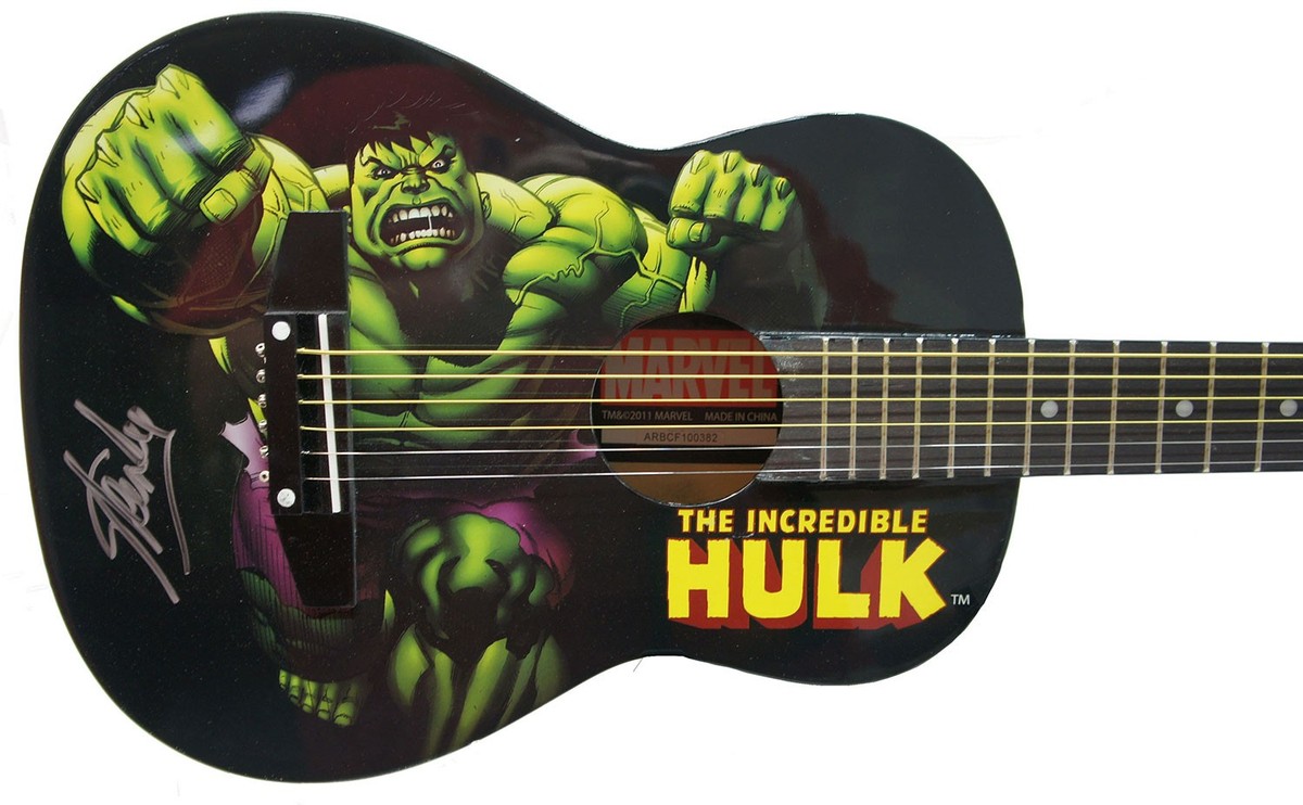 Stan Lee Signed Peavey Marvel Hulk 1/2 Size Acoustic Guitar