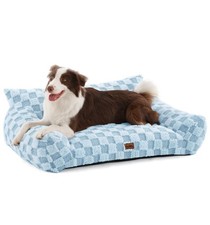 Made4Pets Dog Couch Bed, Soft Faux Fur Checkered Indoor Pet Sofa, Comfortable...