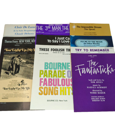 Nine Piece Sheet Music Lot MCM Vintage Music Piano Vocal