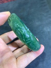 Rare Chinese HeTian Green Jade Hand Carved *P...