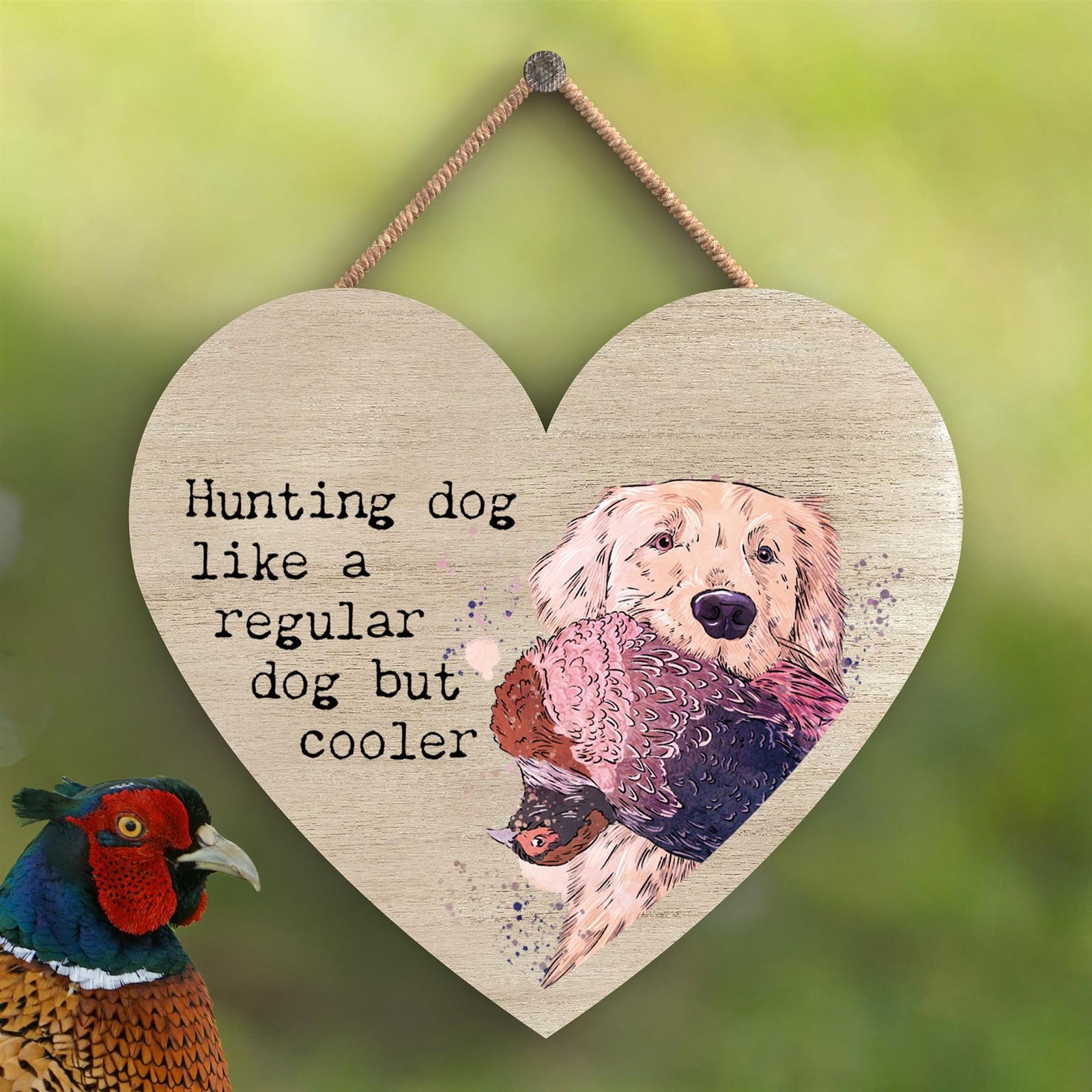 Hunting Dog Cooler Hunting Watercolour Artwork Heart Shaped Wooden Plaque