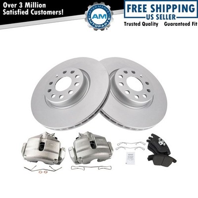 Front Brake Calipers Pads Rotors for 08-13 GTI 09-15 Jetta 06-10 Passat