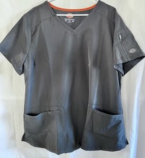 Dickies Scrub Top Womens Black 2XL Dynamix V-Neck Nurse Doctor Medical DK730