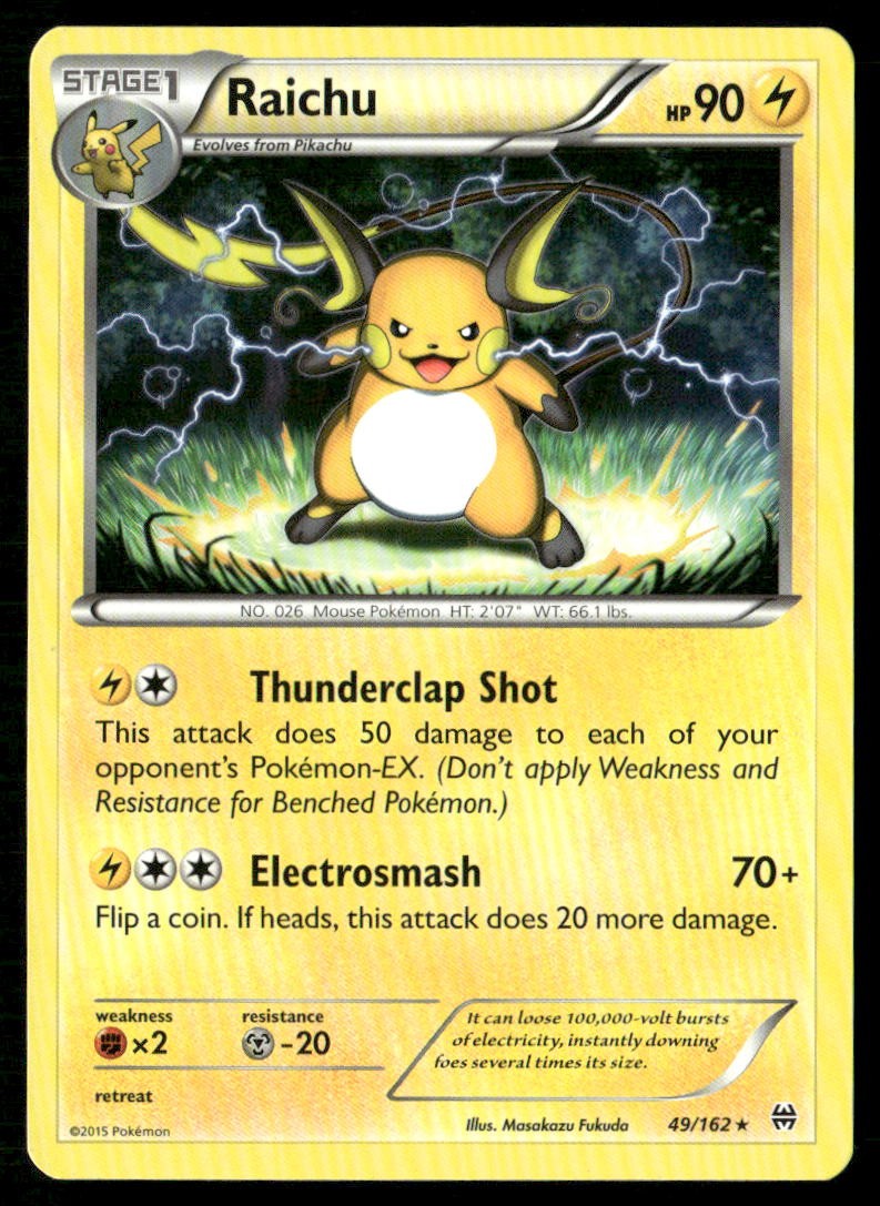 Raichu 49/162 Rare BREAKthrough Pokemon Moderately Played