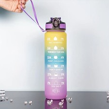 NEW Super Sized Water Bottle Hourly Quota Motivates Hydration Leakproof BPA-free