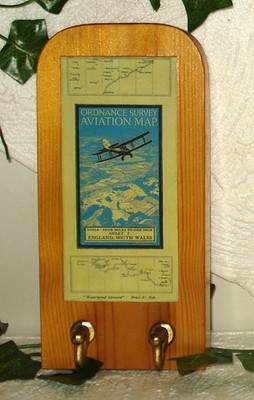 Vintage ORDNANCE SURVEY AVIATION MAP Sheet 7 South Wales 1943/44 Wooden Key Holder
