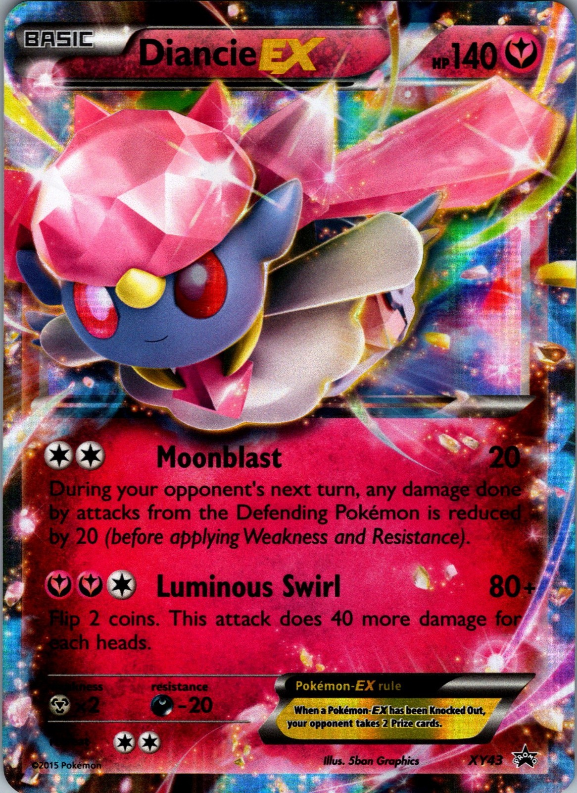 Pokemon Diancie EX XY43 Black Star Promo Holo Full Art XY NM EUC