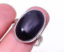 Black Onyx - Brazil Handmade 925 Sterling Silver Jewelry Ring s.9 T941