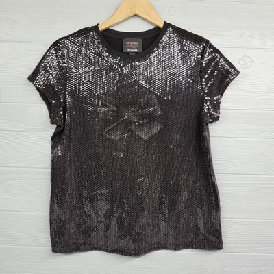Giambattista Valli Impulse For Macys Black Sequins Top Womens Size Medium