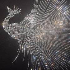 1x Shiny Swan Applique Iron-On Transfer Rhinestone Decal DIY Wedding Dress Cute