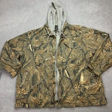 RealTree Jacket Adult XXL 2XL Brown Canvas Workwear Hunting Lined Camo Hood Mens