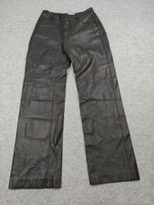 House Of CB Pants Womens Medium Black Faux Leather Straight Leg Lined Dress
