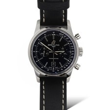 Breitling Transocean Chronograph 38 Black Dial Leather Band Steel Box Paper 2015 7