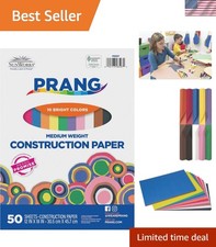 High-Quality 12" x 18" Construction Paper - 10 Bright Assorted Colors, 50 Sheets